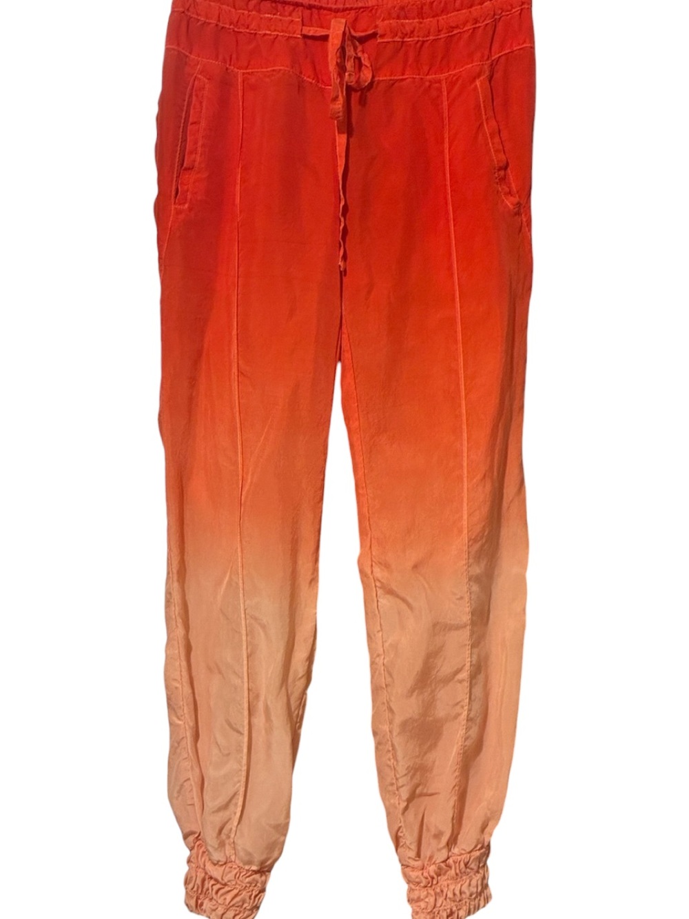 GUESS Orange/Cream Ombre‎ Sunset Silky Satin Jogger Boho Pants Festival Y2K Sz S